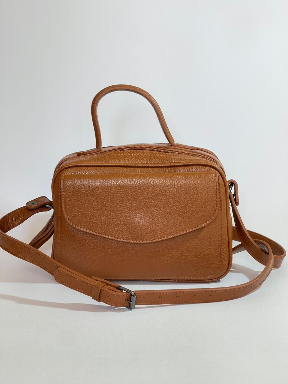 Bolsa Couro Legítimo 2 zíper / média